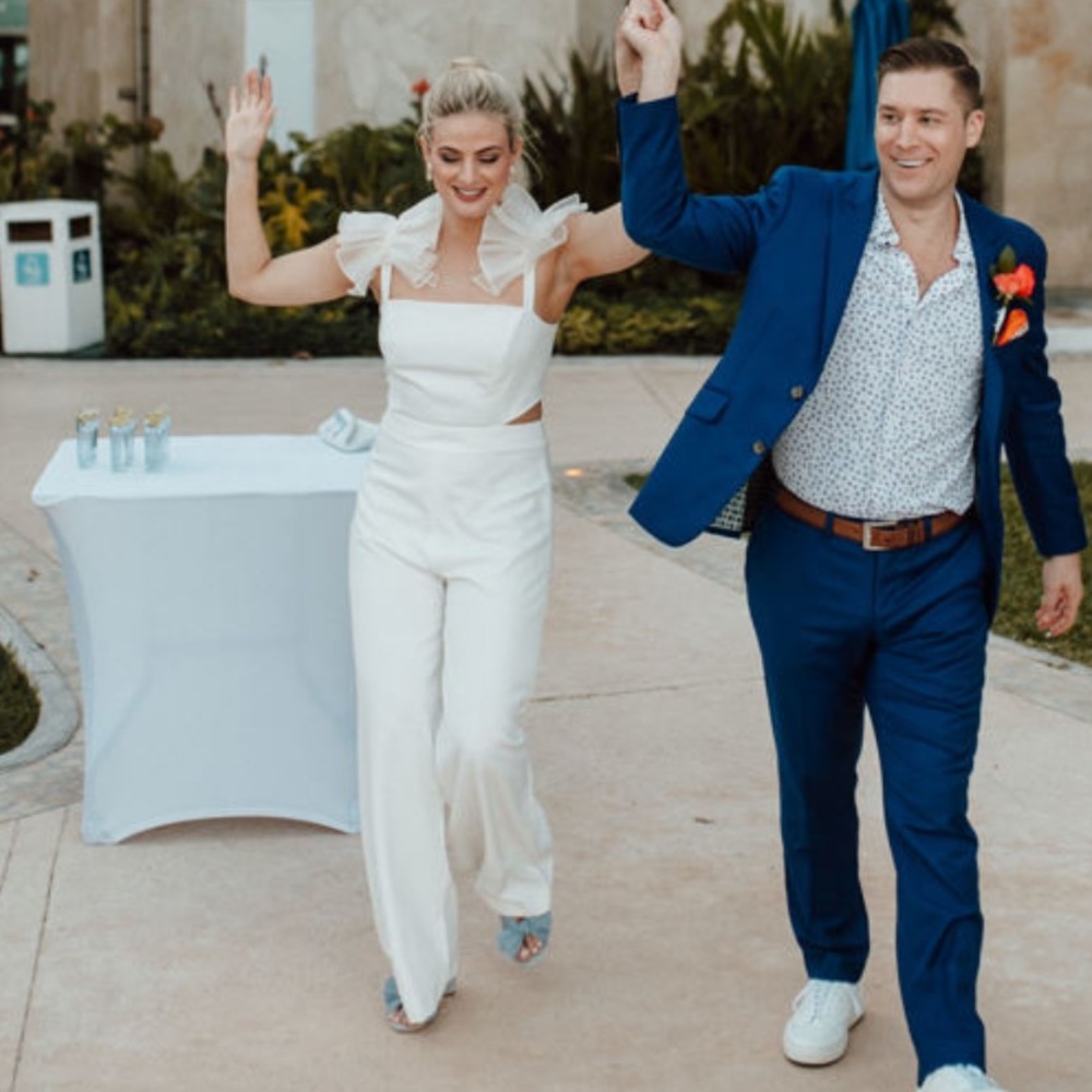White bridal jumpsuit! Floravere M. Lin jumpsuit.